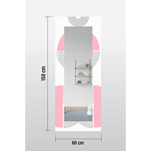 Pink Desenli Dekoratif Boy Aynası 150x60 Cm