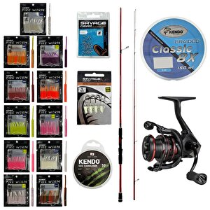Yekoutdoor Fireworm Lrf Seti Okuma Red Spin 7'0'' 2.12 Cm 1-12 Gr 2 Parça&okuma Ceymar Hd Chd-1000a 7+1bb Olta Makinesi