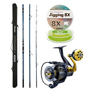 Yekoutdoor Profesyonel Olta Seti Okuma Surfliner+ Surf 420cm 3 Parça Olta Kamışı&okuma Salina Sa-8000a Olta Makinesi
