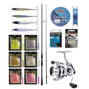 Yekoutdoor Arrow Worm Lrf Seti Okuma Psycho Stick Game 198cm Ex-fast 0.5-3.5gr 2 Parça Olta Kamışı&okuma Aria-1000a 1bb Olta Makin