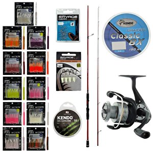 Yekoutdoor Fireworm Lrf Seti Okuma Red Spin 7'0'' 2.12 Cm 1-12 Gr 2 Parça&okuma Revenger Rv-25 Fd Olta Makinesi