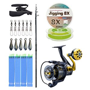 Yekoutdoor Profesyonel Olta Seti Okuma Ceymar Tele Surf 4.30m Surf Kamışı&okuma Salina Sa-8000a Blue 6+1bb Olta Makinesi