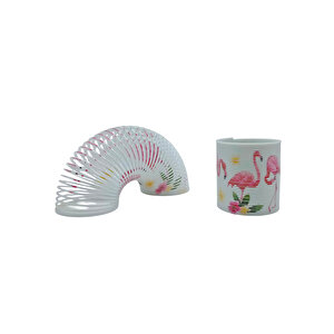 Flamingo Desenli Renkli Stres Yayı Oyuncak Stres Yayı - 5 Cm Çapında - 1 Adet