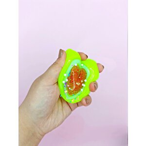 Sevimli Kalp Squishy Simli Yumuşacık (7x9 Cm) Kalp Sukuşi - Yeşil