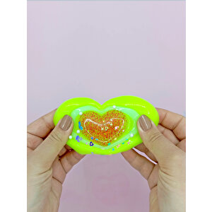 Sevimli Kalp Squishy Simli Yumuşacık (7x9 Cm) Kalp Sukuşi - Yeşil