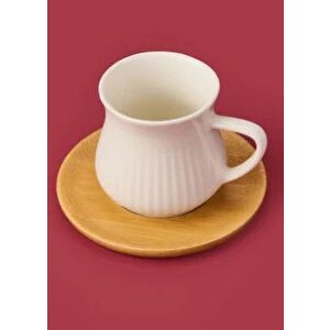 Mi̇en-23403 Bambu Tabaklı 6lı Kahve Fincan Takımı