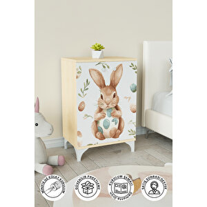 Pretty Rabit 2 Raflı Çocuk Odası Dolabı Çok Amaçlı Baskılı Oyuncak Dolabı