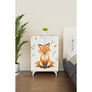 Foxie 2 Raflı Çocuk Odası Dolabı Çok Amaçlı Baskılı Oyuncak Dolabı