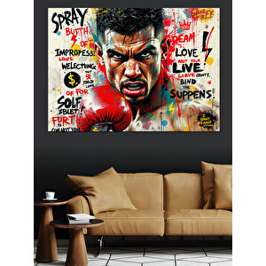 Kızgın Boksör Portresi Dekoratif Kanvas - Mdf Ahşap Tablo 50x70 cm