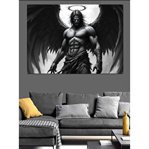 Kanatlı Kaslı Melek Dekoratif Kanvas - Mdf Ahşap Tablo 35x50 cm