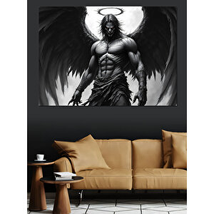 Kanatlı Kaslı Melek Dekoratif Kanvas - Mdf Ahşap Tablo 35x50 cm