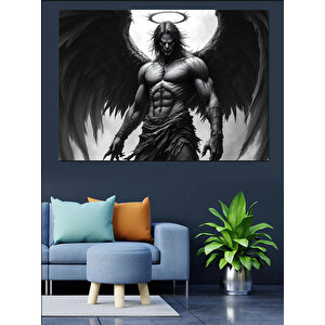 Kanatlı Kaslı Melek Dekoratif Kanvas - Mdf Ahşap Tablo 35x50 cm