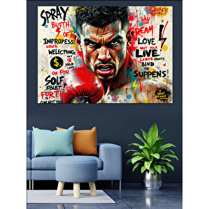 Kızgın Boksör Portresi Dekoratif Kanvas - Mdf Ahşap Tablo 35x50 cm