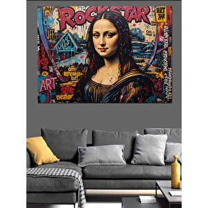 Graffiti Tarzı Mona Lisa Dekoratif Kanvas - Mdf Ahşap Tablo