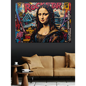 Graffiti Tarzı Mona Lisa Dekoratif Kanvas - Mdf Ahşap Tablo