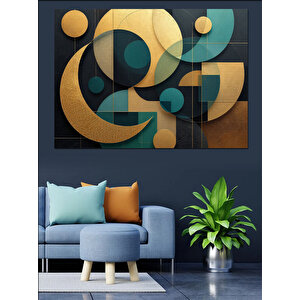 Soyut Altın Geometrik Sanat Dekoratif Kanvas - Mdf Ahşap Tablo 35x50 cm