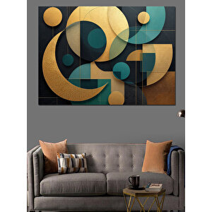 Soyut Altın Geometrik Sanat Dekoratif Kanvas - Mdf Ahşap Tablo 35x50 cm