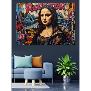 Graffiti Tarzı Mona Lisa Dekoratif Kanvas - Mdf Ahşap Tablo 35x50 cm