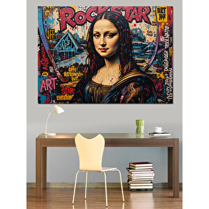 Graffiti Tarzı Mona Lisa Dekoratif Kanvas - Mdf Ahşap Tablo 35x50 cm