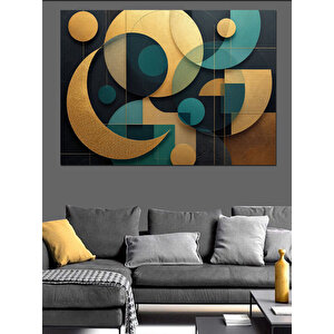 Soyut Altın Geometrik Sanat Dekoratif Kanvas - Mdf Ahşap Tablo