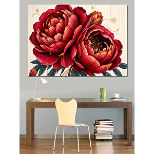 Canlı Kırmızı Şakayık Dekoratif Kanvas - Mdf Ahşap Tablo