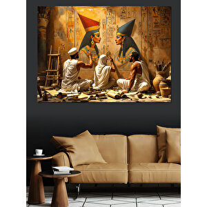 Mısır Piramit Ressamları Dekoratif Kanvas - Mdf Ahşap Tablo 50x70 cm