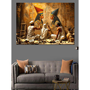 Mısır Piramit Ressamları Dekoratif Kanvas - Mdf Ahşap Tablo 50x70 cm