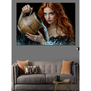 Küp Taşıyan Kızıl Saçlı Kadın Dekoratif Kanvas - Mdf Ahşap Tablo 100x140 cm