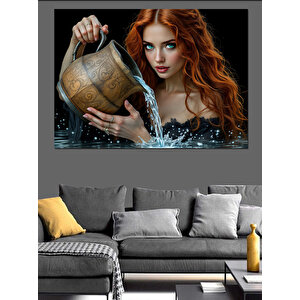 Küp Taşıyan Kızıl Saçlı Kadın Dekoratif Kanvas - Mdf Ahşap Tablo