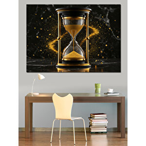 Altın Kum Saati Dekoratif Kanvas - Mdf Ahşap Tablo