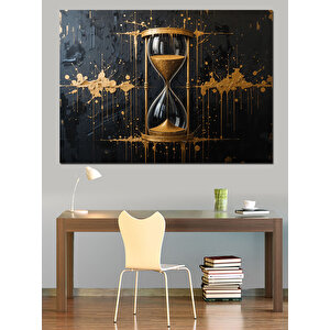Altın Detaylı Kum Saati Dekoratif Kanvas - Mdf Ahşap Tablo 35x50 cm