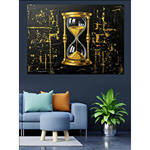 Kum Saati Ve Doku Dekoratif Kanvas - Mdf Ahşap Tablo