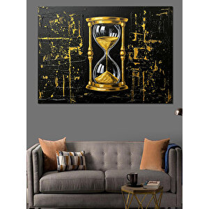 Kum Saati Ve Doku Dekoratif Kanvas - Mdf Ahşap Tablo