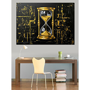 Kum Saati Ve Doku Dekoratif Kanvas - Mdf Ahşap Tablo 70x100 cm