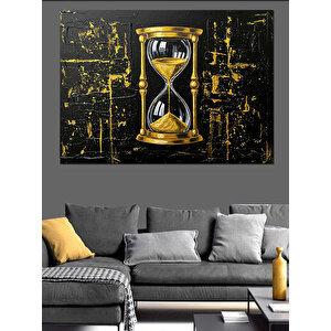 Kum Saati Ve Doku Dekoratif Kanvas - Mdf Ahşap Tablo 70x100 cm