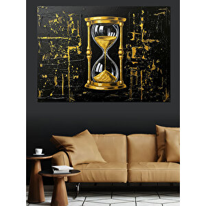 Kum Saati Ve Doku Dekoratif Kanvas - Mdf Ahşap Tablo 70x100 cm