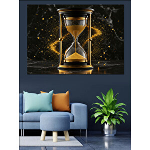 Altın Kum Saati Dekoratif Kanvas - Mdf Ahşap Tablo 35x50 cm