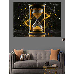 Altın Kum Saati Dekoratif Kanvas - Mdf Ahşap Tablo