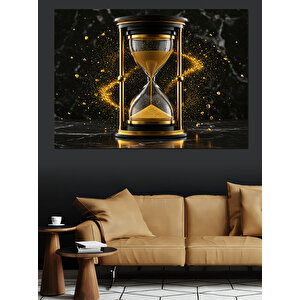 Altın Kum Saati Dekoratif Kanvas - Mdf Ahşap Tablo 50x70 cm
