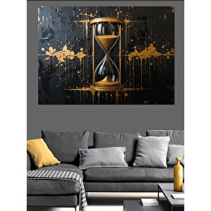 Altın Detaylı Kum Saati Dekoratif Kanvas - Mdf Ahşap Tablo 70x100 cm