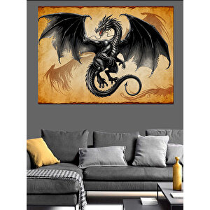 Karanlık Ejderha Sanatı Dekoratif Kanvas - Mdf Ahşap Tablo