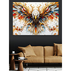 Alevli Kartal Kanatları Dekoratif Kanvas - Mdf Ahşap Tablo