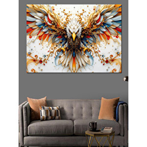 Alevli Kartal Kanatları Dekoratif Kanvas - Mdf Ahşap Tablo 70x100 cm