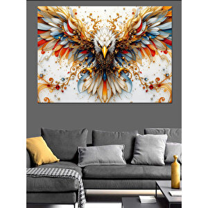 Alevli Kartal Kanatları Dekoratif Kanvas - Mdf Ahşap Tablo 70x100 cm