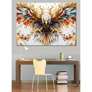 Alevli Kartal Kanatları Dekoratif Kanvas - Mdf Ahşap Tablo 35x50 cm