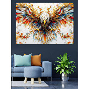 Alevli Kartal Kanatları Dekoratif Kanvas - Mdf Ahşap Tablo