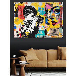 Graffiti Çocuk Sanatı Dekoratif Kanvas - Mdf Ahşap Tablo 35x50 cm