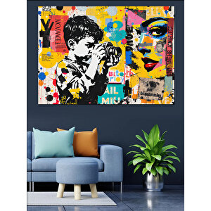 Graffiti Çocuk Sanatı Dekoratif Kanvas - Mdf Ahşap Tablo 35x50 cm