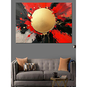 Altın Kırmızı Soyut Daire Dekoratif Kanvas - Mdf Ahşap Tablo 50x70 cm