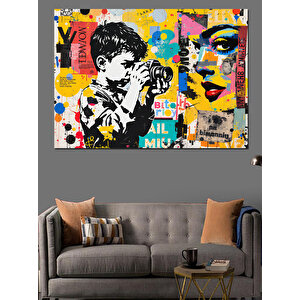 Graffiti Çocuk Sanatı Dekoratif Kanvas - Mdf Ahşap Tablo 70x100 cm